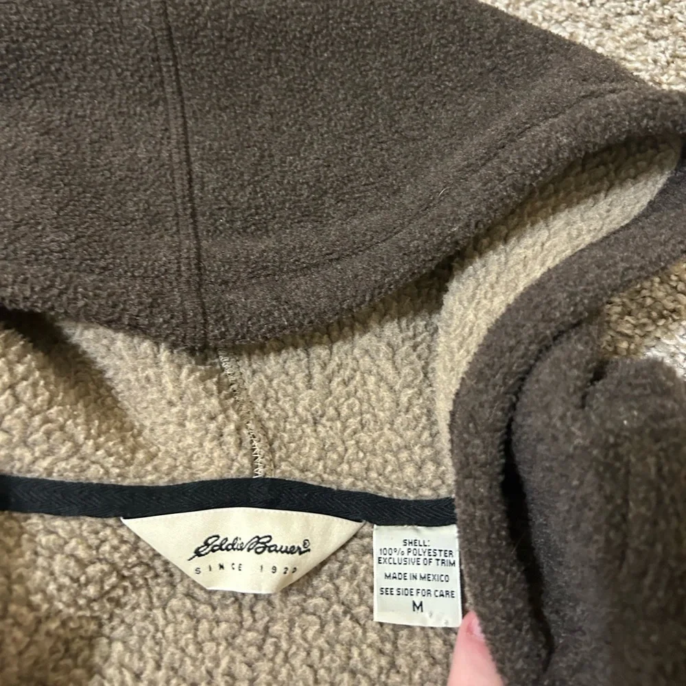 Vintage 90’s Eddie Bauer Deep Pile Full Zip Up Hoodie Brown Men's Size Medium
